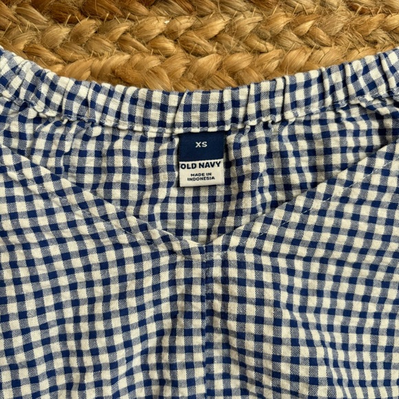 Old Navy XS Blue & White Gingham Puff Sleeve Blouse - Picture 2 of 4
